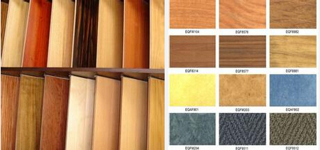 左側(cè)是實木地板、右側(cè)地板種類樣式